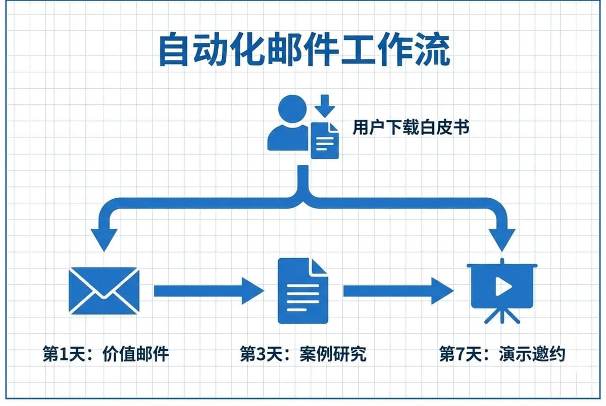 B2B 邮件营销自动化工作流图解:基于用户行为的 Drip Campaign 孵化路径